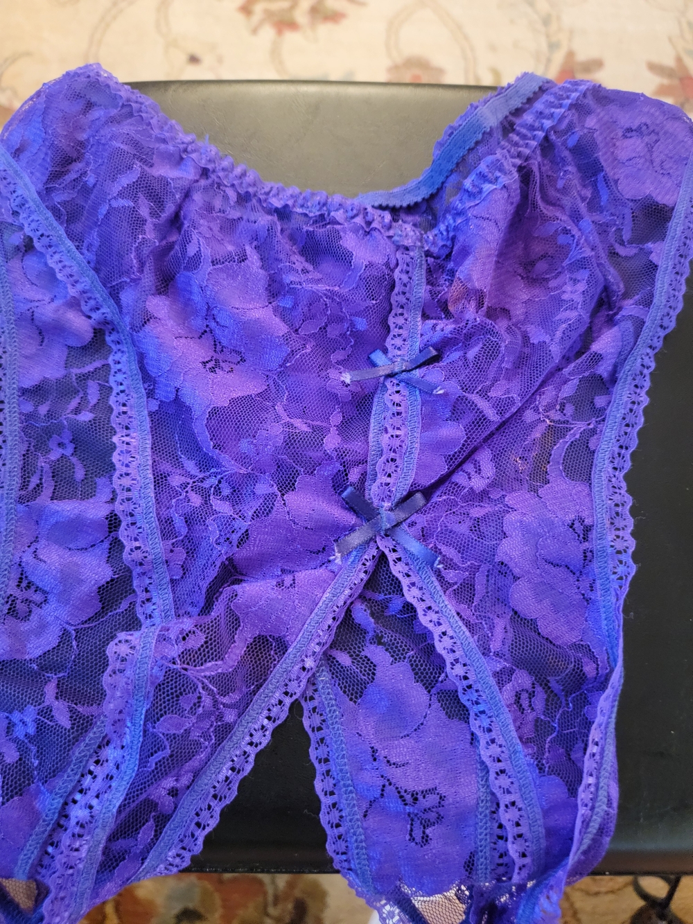 Women's Purple Lace Crotchless Intimates Panties